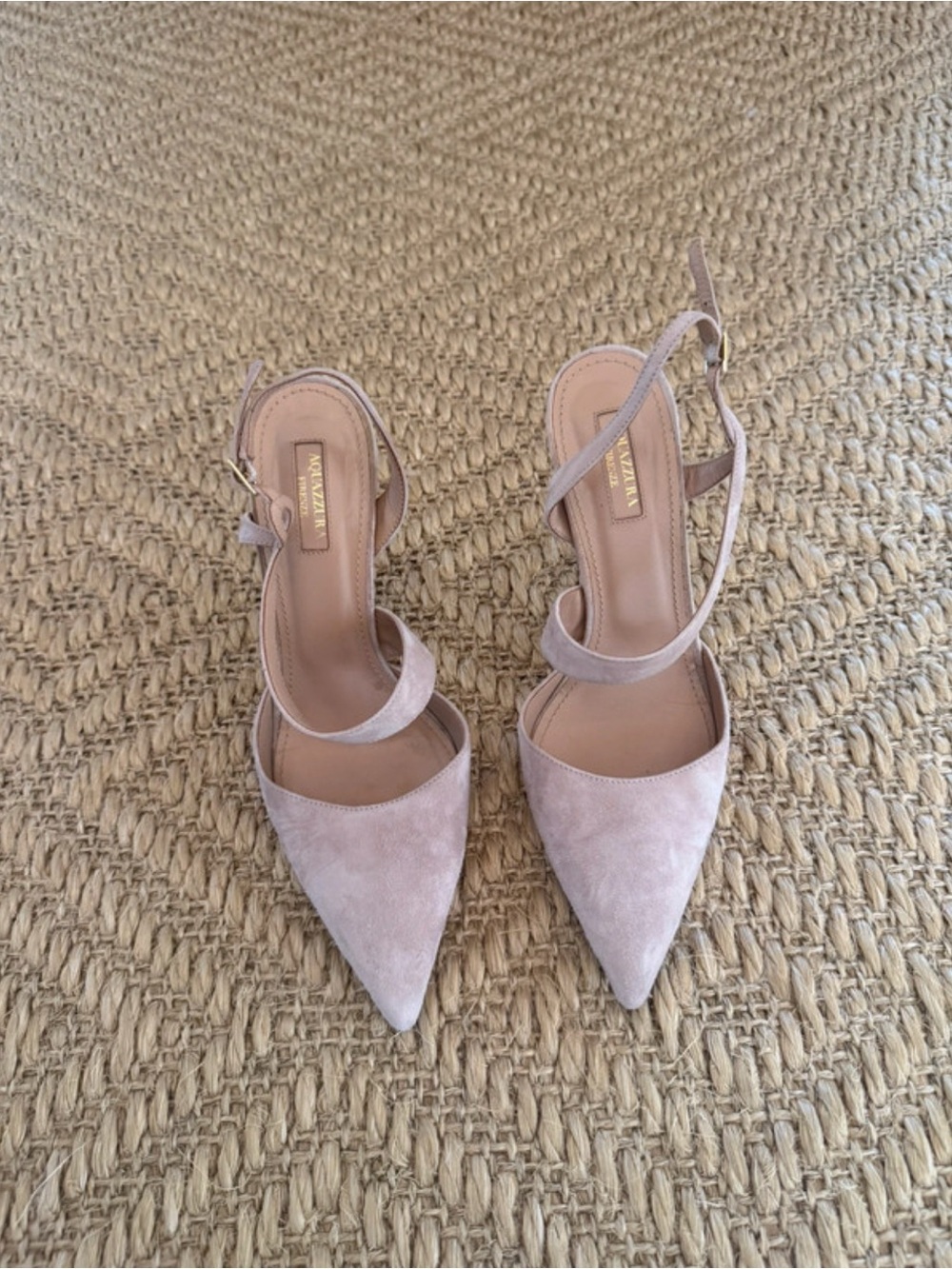 Aquazzura Suede Pointed-Toe Slingback Pumps – Size EU 40